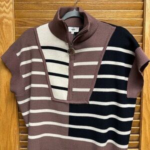 Entro Colorblock Zip-Up Sweater - Brown and Black